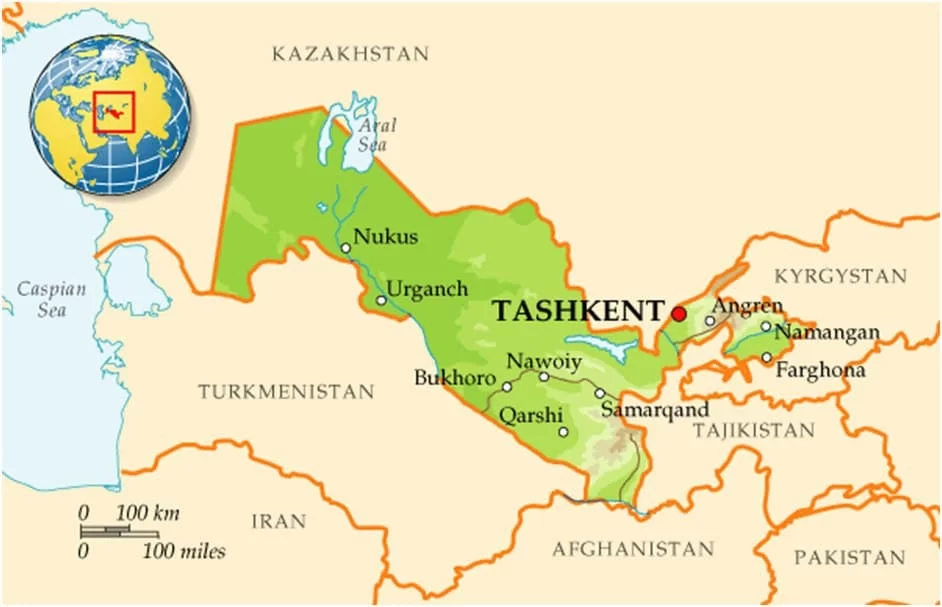 Открыть карту в узбекистане. Границы Узбекистана на карте. Политическая карта Узбекистана. Географическая карта Узбекистана.